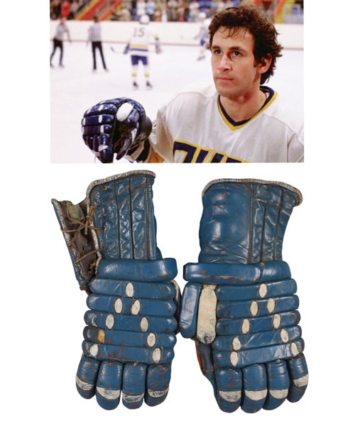 Ned Braden (Michael Ontkean) Slap Shot Charlestown Chiefs / Pro Career Game-Used Gloves with His Signed LOA