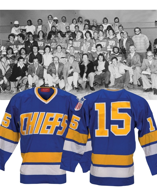 Vintage 1977 Slap Shot Charlestown Chiefs Movie Jersey Gifted to Director George Roy Hill with Michael Ontkean Signed LOA