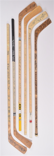 Early-1990s Minnesota North Stars, Montreal Canadiens, St. Louis Blues (4) Team-Signed Sticks Plus 2 Others