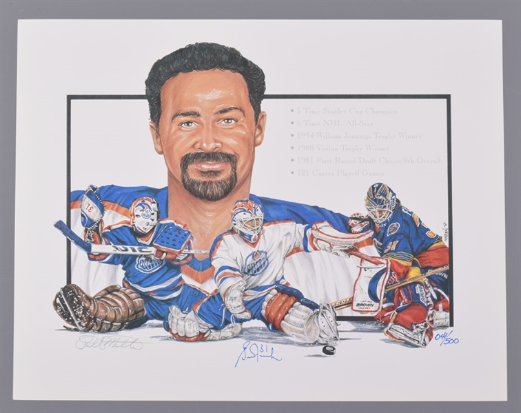 Grant Fuhr Signed Collection of 3 including Puck, Photo and Limited-Edition Lithograph with LOA