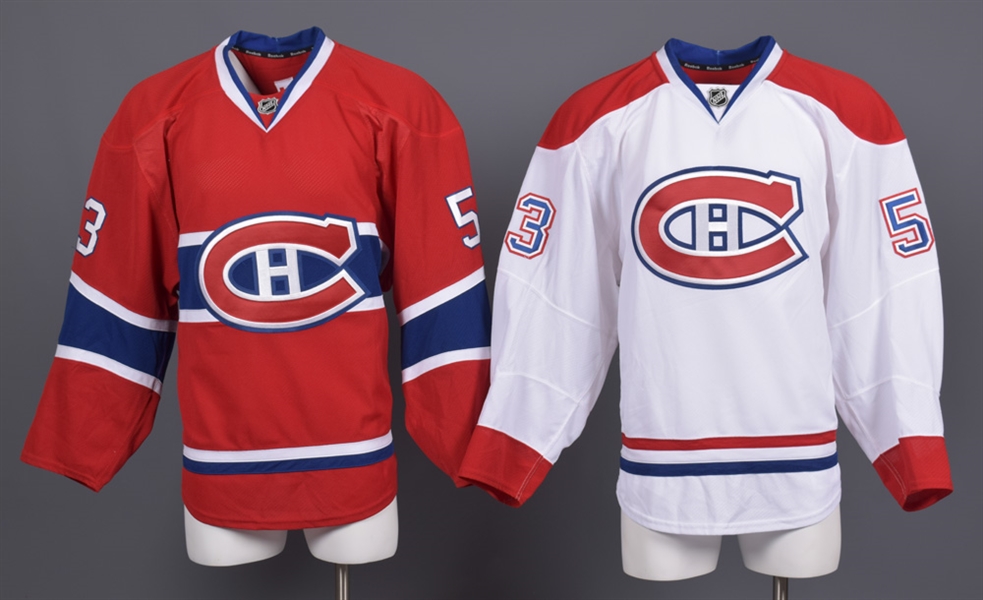 Jake Dowell’s 2014-15 Montreal Canadiens Game-Issued Home and Away Jerseys with Team LOAs