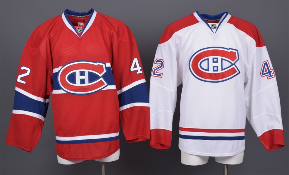 Jarred Tinordi’s 2012-13 Montreal Canadiens Game-Issued Home and Game-Worn Away Jerseys with Team LOAs
