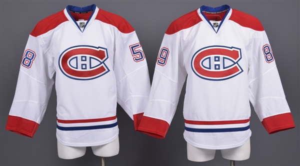 Sven Andrighetto’s and Martin Reway’s 2013-14 Montreal Canadiens Game-Issued Away Jerseys with Team LOAs