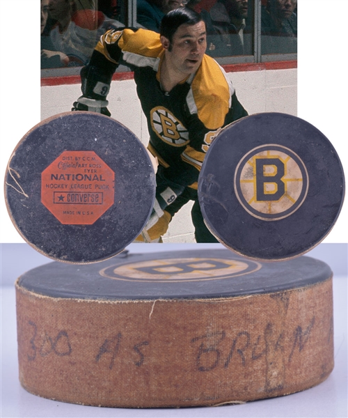 Johnny Bucyks March 22nd 1970 Boston Bruins "300th Goal as a Bruin" Goal Puck