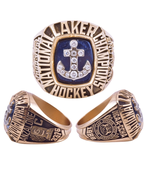 Lake Superior State 1987-88 NCAA Division I Ice Hockey Championship 10K Gold Salesmans Sample Ring