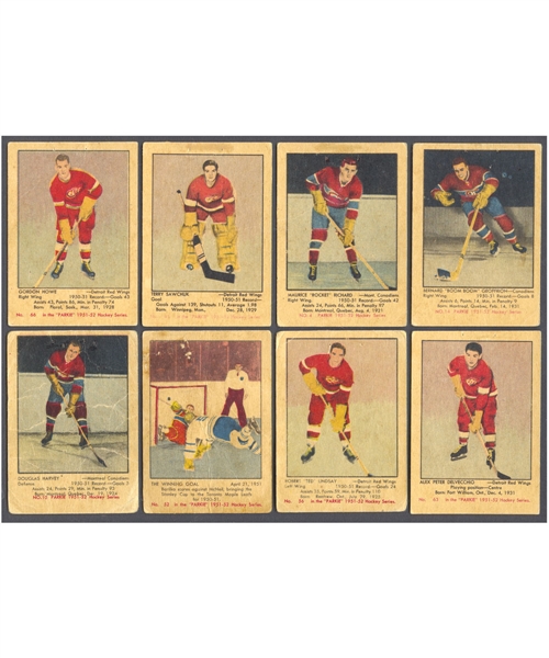 1951-52 Parkhurst Hockey Complete 105-Card Set with Gordie Howe and Maurice Richard Rookie Cards
