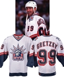 Wayne Gretzkys 1998-99 New York Rangers Game-Issued Alternate Lady Liberty Jersey with Team LOA