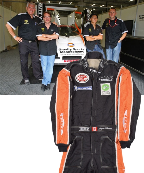 Jacques Villeneuves 2009 FIA GT Championship Gravity Racing International Race-Worn Suit with His Signed LOA