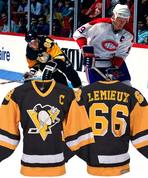 Mario Lemieuxs 1988-89 Pittsburgh Penguins Game-Worn Pre-Season Captains Jersey - Photo-Matched!