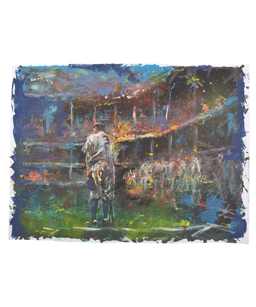 Spectacular Babe Ruth “The Babe Bows Out” Original Painting on Canvas by Renowned Artist Murray Henderson (31” x 42”) 