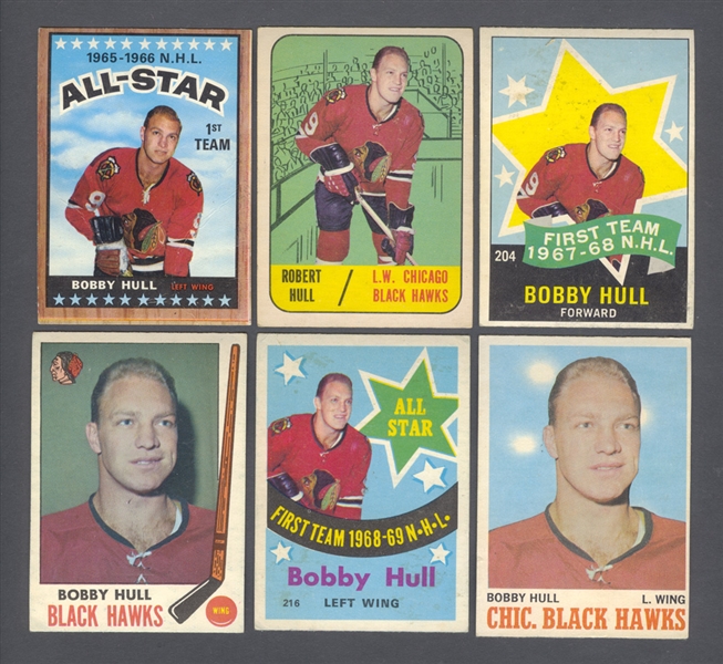 Bobby Hull 1966-80 Topps and O-Pee-Chee Hockey Card Collection of 9
