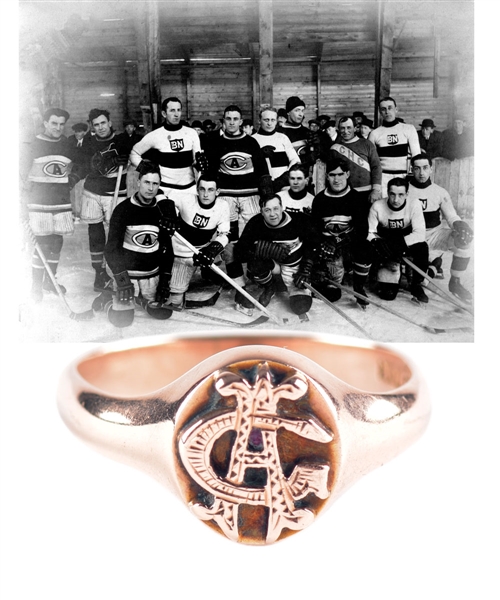 Circa 1910s "CA" 10K Gold Ring Attributed to Harry Scott of the Montreal Canadiens