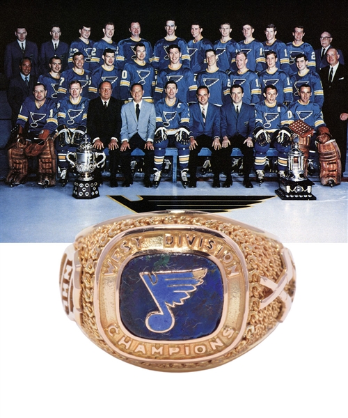 Gordon "Red" Berensons 1968-69 St. Louis Blues West Division Champions 18K Gold Ring with His Signed LOA