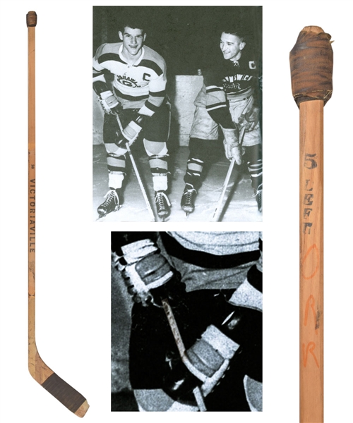 Bobby Orrs 1965-66 Oshawa Generals Victoriaville Game-Used Stick - Photo-Matched!