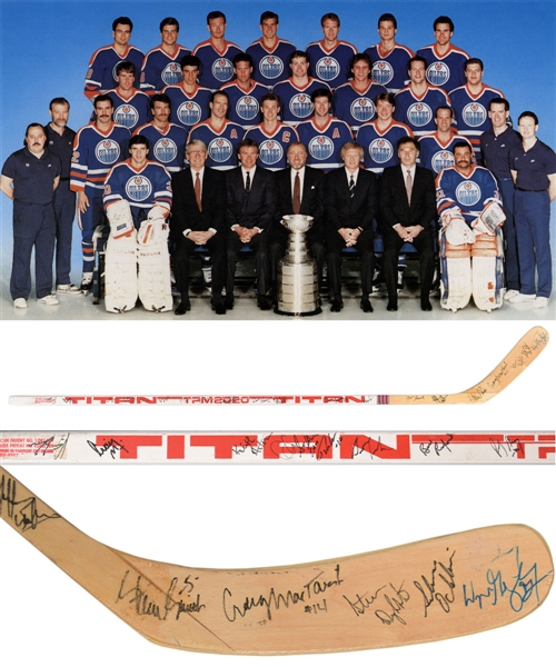 Edmonton Oilers 1987-88 Stanley Cup Champions Team-Signed Stick by 21 Including Gretzky, Messier and Kurri with JSA LOA