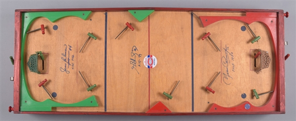 Vintage Early-1950s Munro Tabletop Hockey Game in Original Box Signed by Montreal Canadiens Henri Richard, Beliveau and Cournoyer with COA