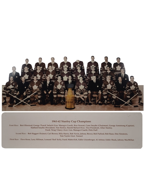 Toronto Maple Leafs 1961-62 Stanley Cup Champions Team Photo Display from Maple Leaf Gardens with LOA