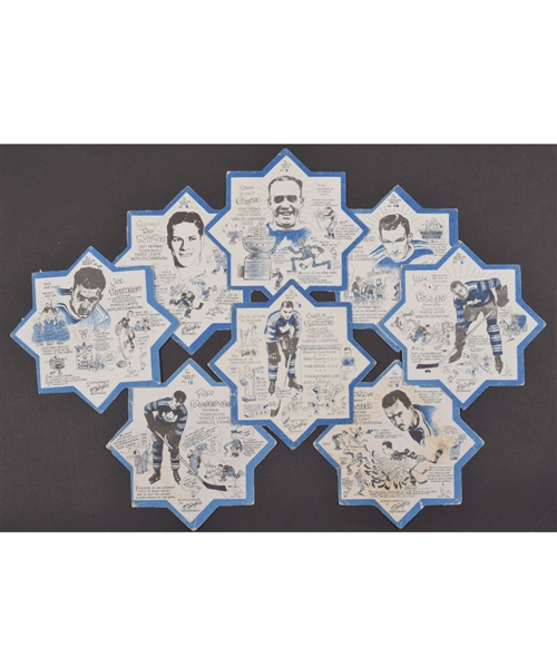1932-33 Toronto Maple Leafs OKeefes Coaster Collection of 8 Including Clancy, Bailey, Primeau and Conacher
