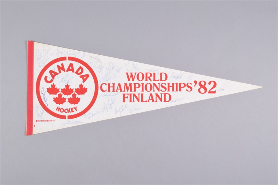 1982 World Hockey Championships Team Canada Team-Signed Pennant Including Gretzky