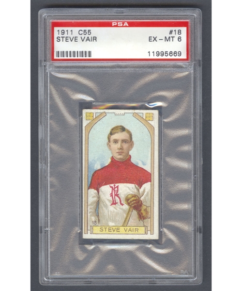 1911-12 Imperial Tobacco C55 Hockey Card #18 Steve Vair RC - Graded PSA 6