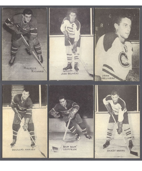 1948-52 Canadian Hockey Exhibit Card Collection of 59 and Other Various Ones (57) Plus Cresta Table Top Hockey Game Players
