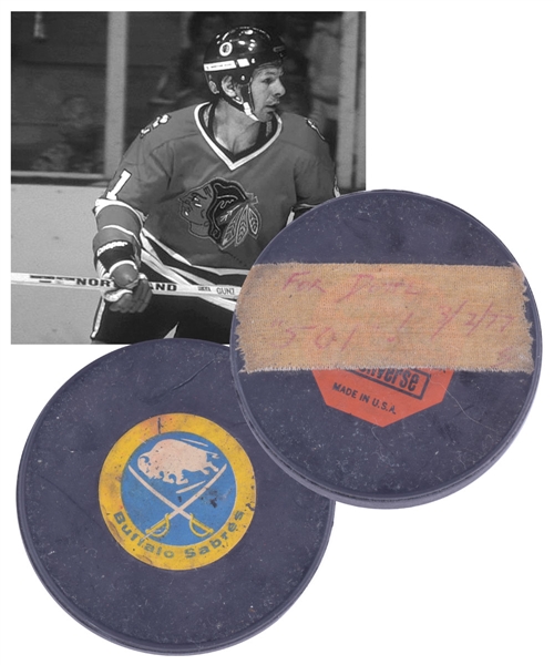Stan Mikitas March 2nd 1977 Chicago Black Hawks 501st NHL Goal Puck