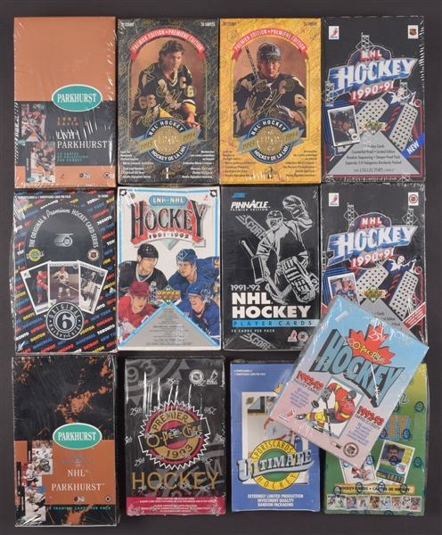 Early-to-Mid-1990s Upper Deck, Parkhurst, O-Pee-Chee, Pro-Set, Leaf and Other Brands Hockey Wax Box and Factory set Collection of 130+ Plus 1990s Sets