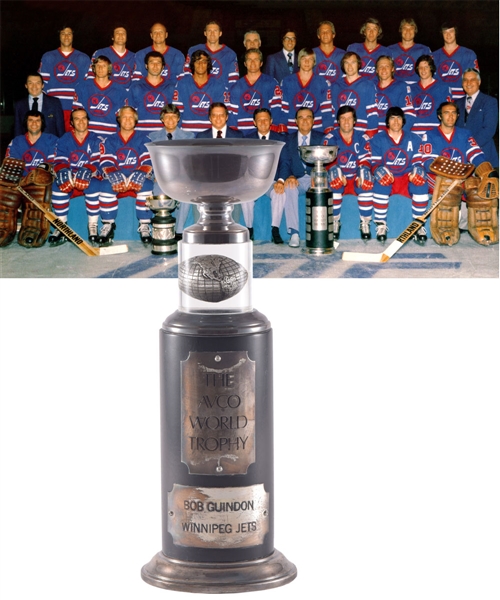 Robert Guindons 1975-76 WHA Winnipeg Jets Avco Cup Championship Trophy with His Signed LOA (13”) 