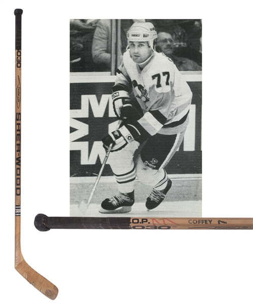 Paul Coffeys 1987-88 Pittsburgh Penguins Sher-Wood Game-Used Stick with His Signed LOA