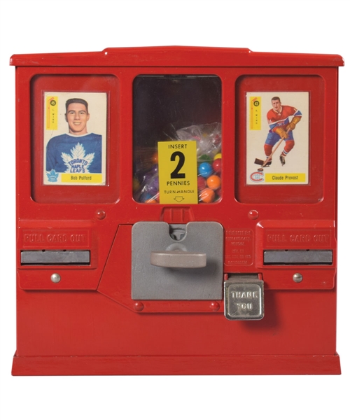 1950s Vintage Oak Premiere Gum and Card Two Cent Vendor / Vending Machine