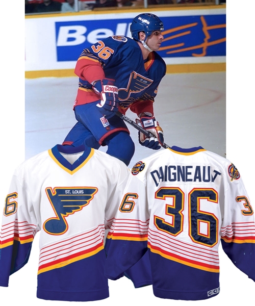 J.J. Daigneaults 1995-96 St Louis Blues Game-Worn Jersey with His Signed LOA