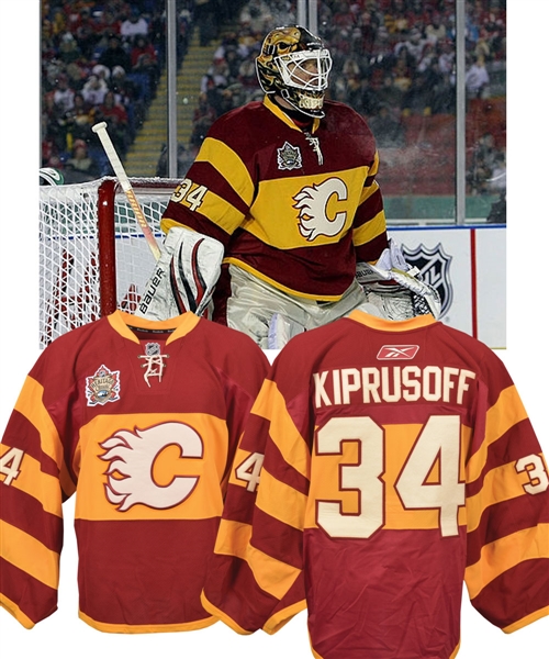 Miikka Kiprusoffs 2011 NHL Heritage Classic Calgary Flames Game-Worn Jersey with LOA