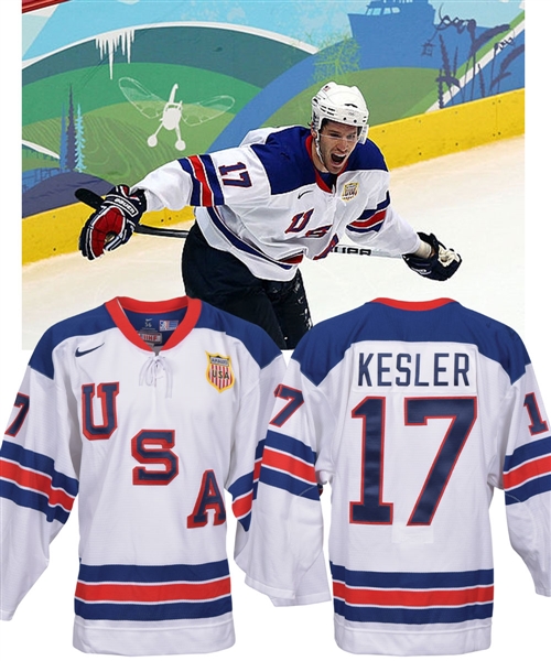 Ryan Keslers 2010 Winter Olympics Team USA Game-Worn Retro Jersey with USA Hockey LOA - Photo-Matched!