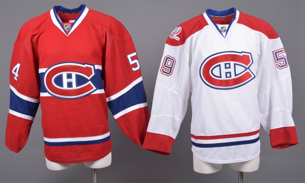 Brock Trotter’s and Dustin Walsh’s 2009-10 Montreal Canadiens Game-Issued Home and Away Jerseys with Team LOAs