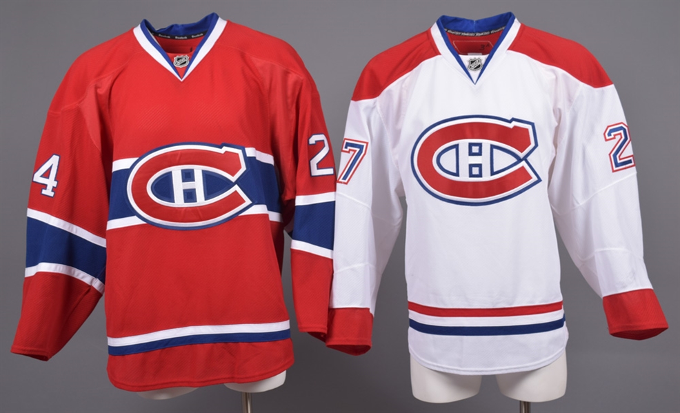 Alex Henry’s and Rene Bourque’s 2011-12 Montreal Canadiens Game-Worn Home and Away Jerseys with Team LOAs
