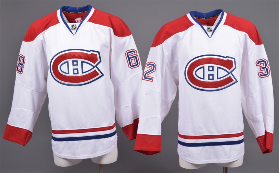 Yannick Weber’s and Travis Moen’s 2012-13 Montreal Canadiens Game-Worn Away Jerseys with Team LOAs