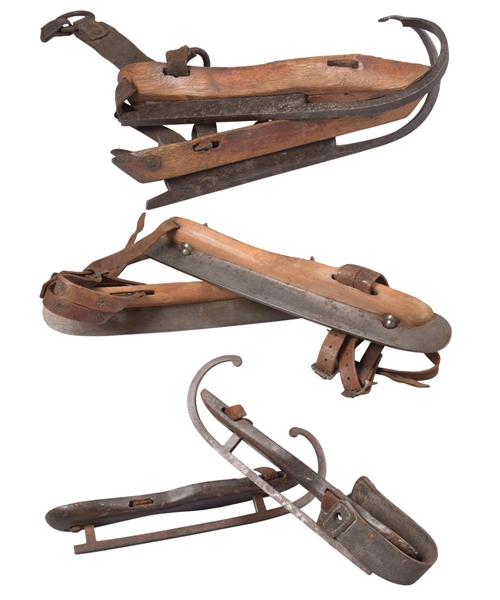 19th Century Antique Ice Skates Collection of 3 Pairs