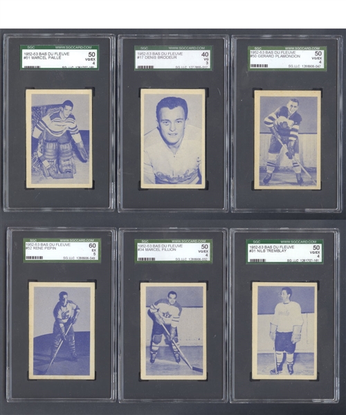 1952-53 Bas Du Fleuve Hockey Card SGC-Graded Near Complete Set (64/65) Including Brodeur and Paille