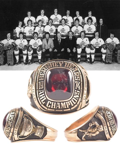Dennis Owchars 1973-74 AHL Hershey Bears Calder Cup Championship 10K Gold Ring with His Signed LOA