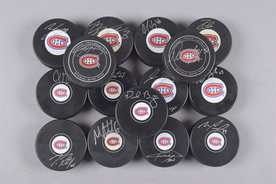 Montreal Canadiens Modern Stars Signed Puck Collection of 15 Including Pacioretty, Desharnais and Galchenyuk with LOA