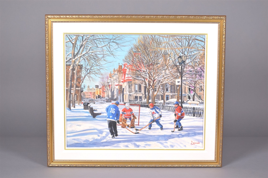 Michel Lapensee 2009 "Nordiques vs Canadiens" Framed Print on Canvas (26" x 30") 