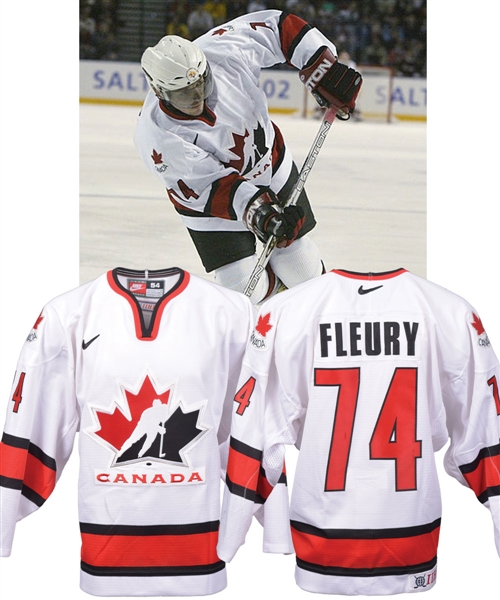 Theoren Fleurys 2002 Winter Olympics Team Canada Game-Worn Jersey with LOA - Video-Matched! - Photo-Matched!