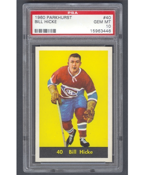 1960-61 Parkhurst Hockey Card #40 Bill Hicke - Graded PSA 10 - Pop 4 Highest Graded!