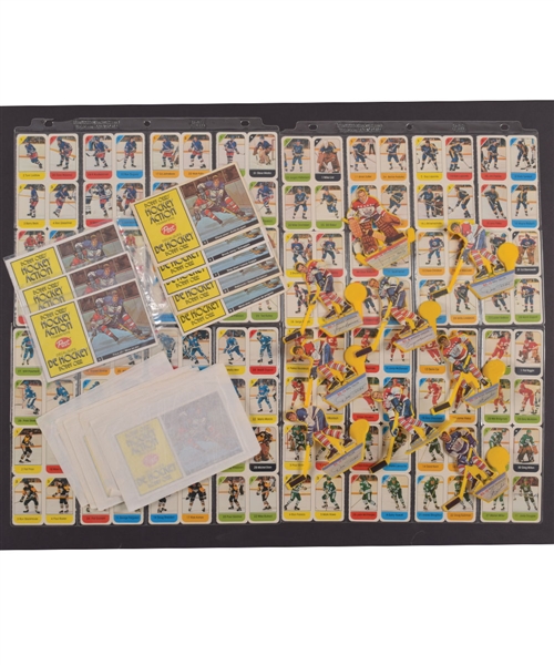 1971-72 Post Shooters (30+), 1972-73 Post Bobby Orr Hockey Action Transfers Unopened Packages (100+) and 1981-82 Post NHL Stars in Action Cards and Displays