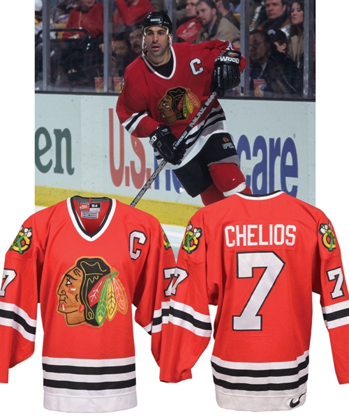 Chris Chelios 1996-97 Chicago Black Hawks Game-Worn Captains Jersey with His Signed LOA