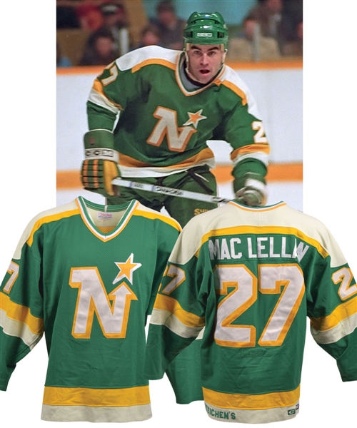 Brian MacLellans 1986-87 Minnesota North Stars Game-Worn Jersey - Team Repairs!