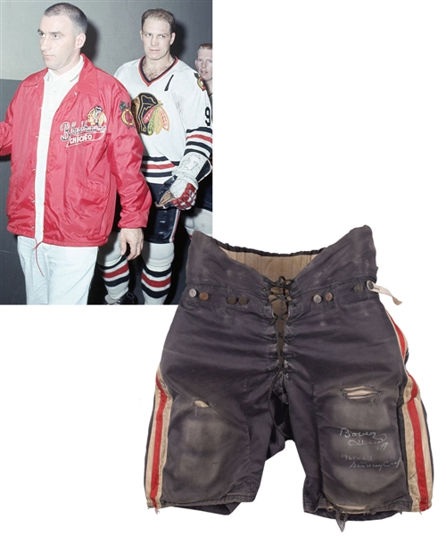 Circa Mid-1960s Chicago Black Hawks #9 Game-Worn Pants Signed by and Attributed to Bobby Hull