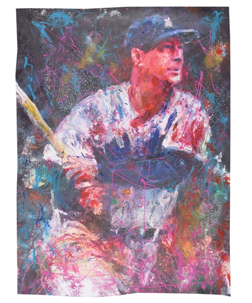Stunning Lou Gehrig New York Yankees “The Iron Horse Delivers” Original Painting on Canvas by Renowned Artist Murray Henderson (30” x 40”) 