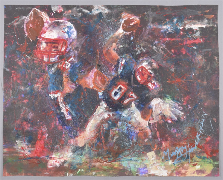Rob Gronkowski New England Patriots “Another Spiked Ball” Original Painting on Canvas by Renowned Artist Murray Henderson (20” x 25 ½”) 