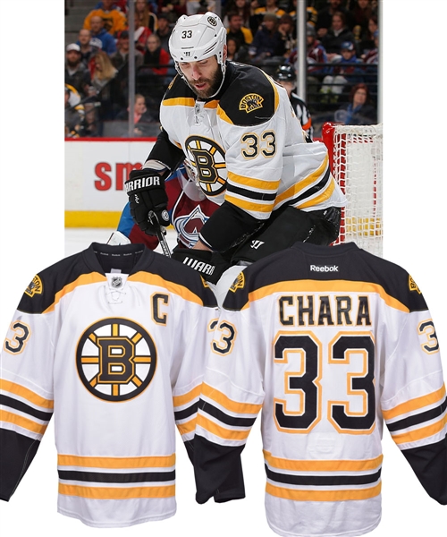 Zdeno Charas 2014-15 Boston Bruins Game-Worn Captains Jersey with Team LOA - Photo-Matched!